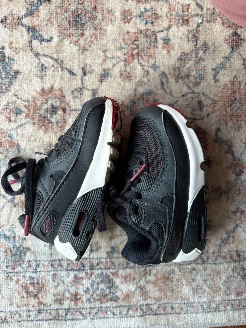 6C Nike Toddler Black & Maroon Air Max Lace Up Sneakers